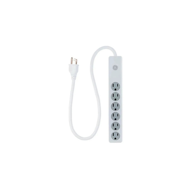 PROTECTOR DE PICOS 6 TOMAS 450J 0.6MTS CABLE BLANCO 33656 GE