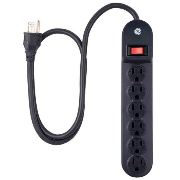 REGLETA ELECTRICA 6 TOMAS 0.9MTS CABLE NEGRA 56223 GE