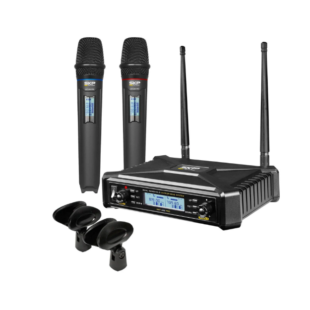 SKP UHF-600 PRO UHF DOBLE MANO MULTIFRECUENCIA MICROFONO INALAMBRICO