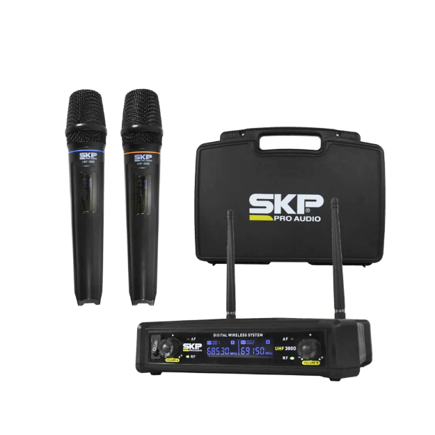 SKP UHF-300D PRO UHF DOBLE MANO MICROFONO INALAMBRICO