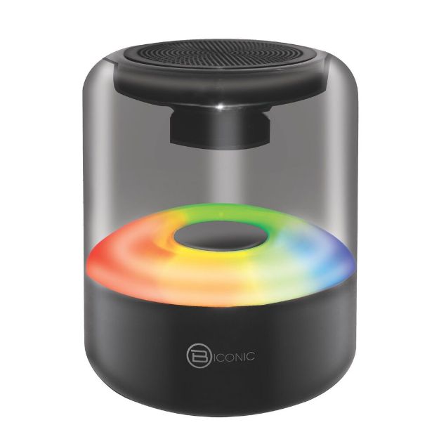 PARLANTE PORTATIL ESTILO CUPULA RECARGABLE CON LUZ 3W BT/FM/USB/AUX/TF-CARD 2HRS NEGRO BC-AU-BS-164-BK BICONIC
