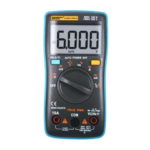 TESTER DIGITAL 9 FUNCIONES AUTORANGO 6 DIGITOS MEDIDOR DE TEMPERATURA C/ESTUCHE IS-9606-TEMPLM NIPPON