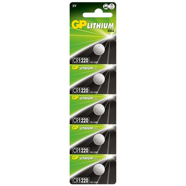 BATERIA LITHIUM CR1220 5 UND CR1220-C5 GP