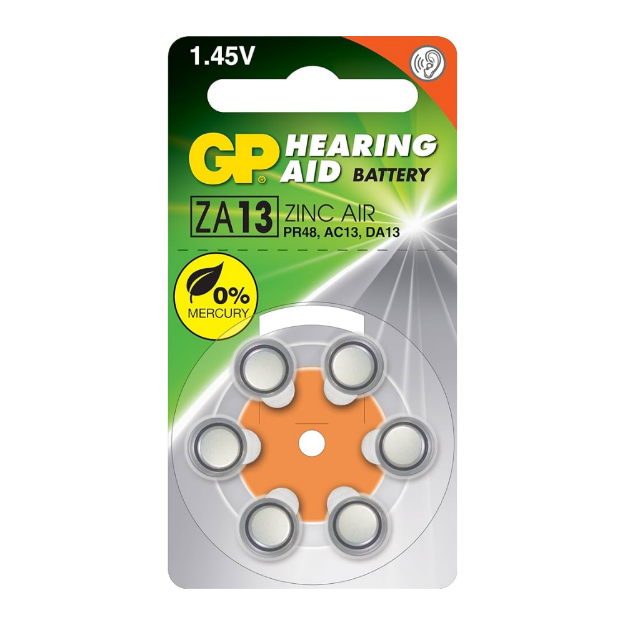 BATERIA PARA AUDIFONO ZINC AIR 6 UNDS ZZ13-D6 GP