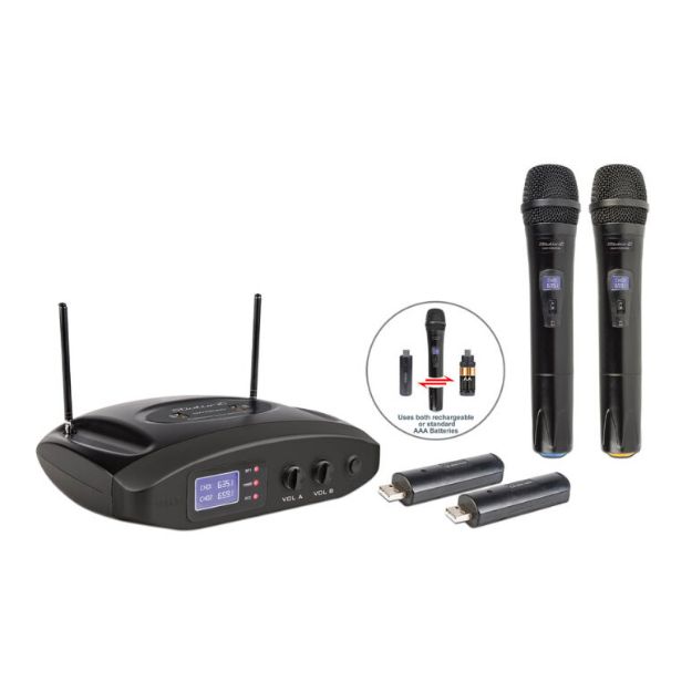 STUDIO Z GW-R2000 MICRÓFONO INALÁMBRICO DOBLE DE MANO UHF BATERÍA RECARGABLE