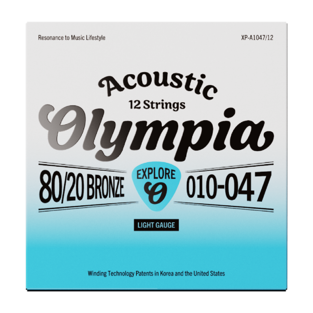 OLYMPIA EXPLORE XP A1047 12 CUERDAS PARA GUITARRA ACUSTICA 80 20 BRONCE 010-047 PARA 12 CUERDAS