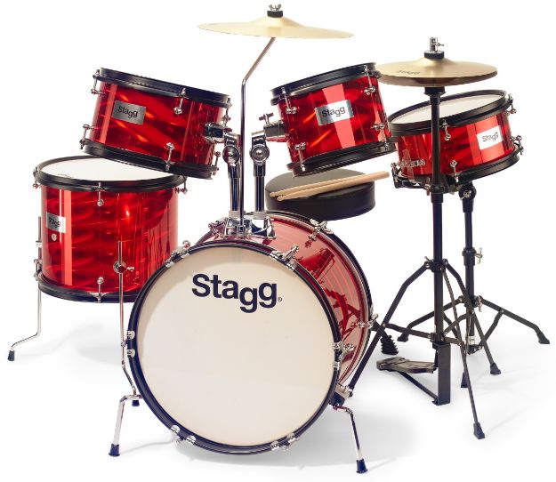 STAGG TIMJR5/16RD BATERIA P/NIÑO 5 PIEZAS ROJA