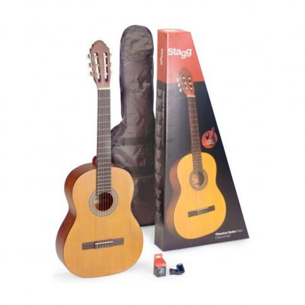 GUITARRA CLASICA PACK NATURAL 39" C440NAT PACK ESTUCHE + AFINADOR STAGG