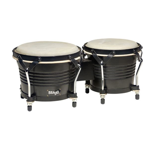 BONGO 7.5 -6.5 NEGRO AROS Y PIES DE ACERO C/LLAVE DE AFINACION BW-200-BLK STAGG