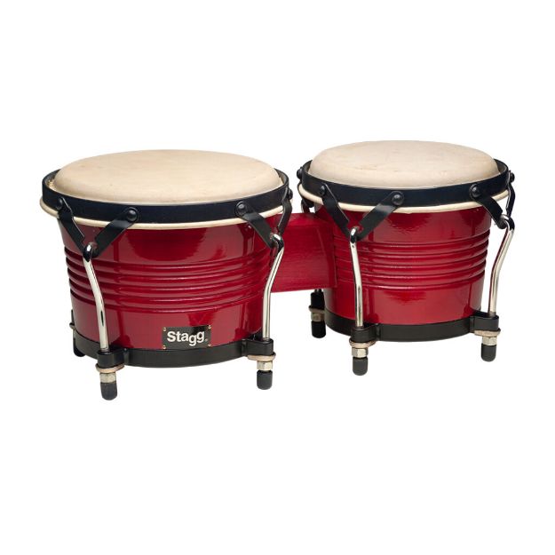 BONGO 7.5 -6.5 CHERRY AROS Y PIES DE ACERO C/LLAVE DE AFINACION BW-200-CH STAGG