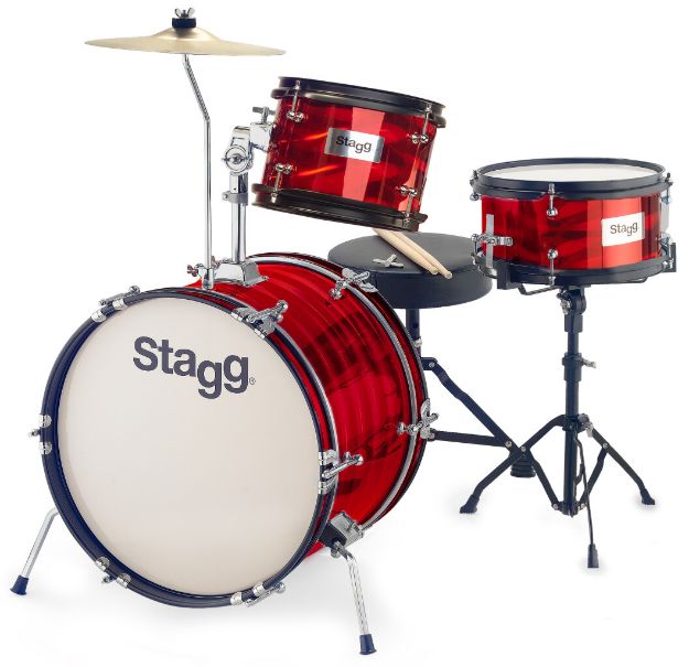 STAGG TIMJR3/16RD BATERIA P/NIÑO 3 PIEZAS ROJA