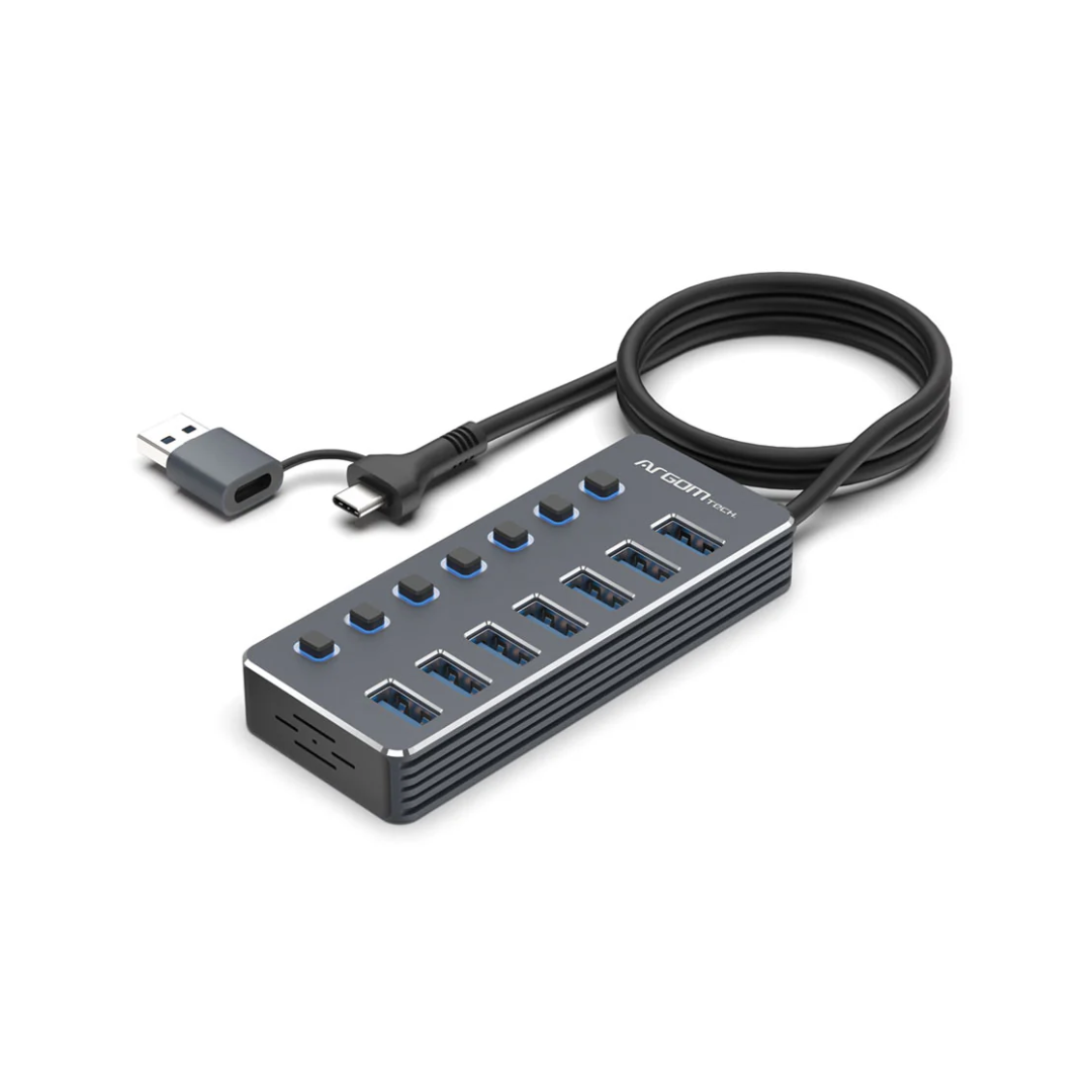 Hub Argom 7pts USB A 2.0/USB-C LED On/Off