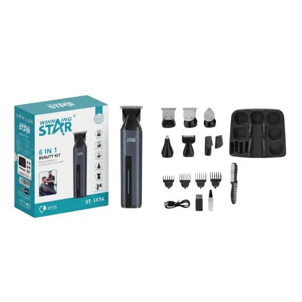 Cortadora de Cabello WINNINGSTAR ST-5674 Recargable 4 Peines 6 W