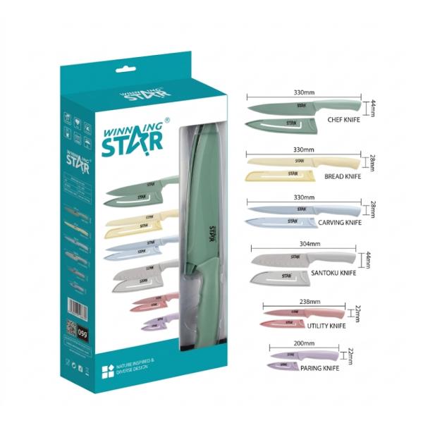 Set de Cuchillos WINNINGSTAR ST-7808 Acero Inoxidable 6 Piezas