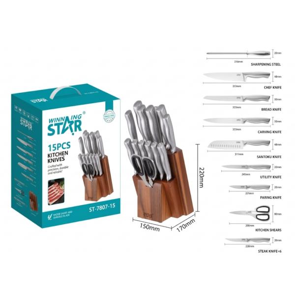 Set de Cuchillos WINNINGSTAR ST-7807-15 Acero Inoxidable 15 Piezas