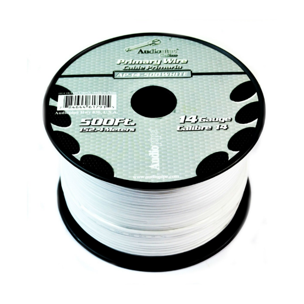 ROLLO DE CABLE AUTOMOTRIZ 152.4M BLANCO CALIBRE 14 AUDIOPIPE
