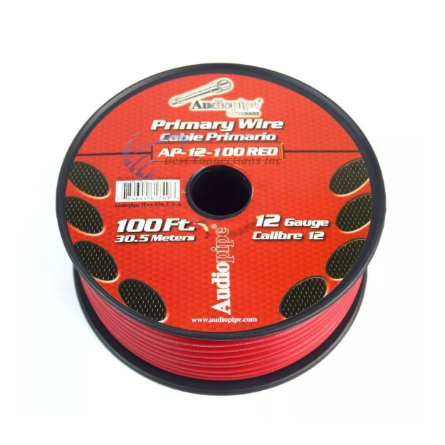 ROLLO CABLE AUTOMOTRIZ 30 MTS #12 ROJO AUDIOPIPE