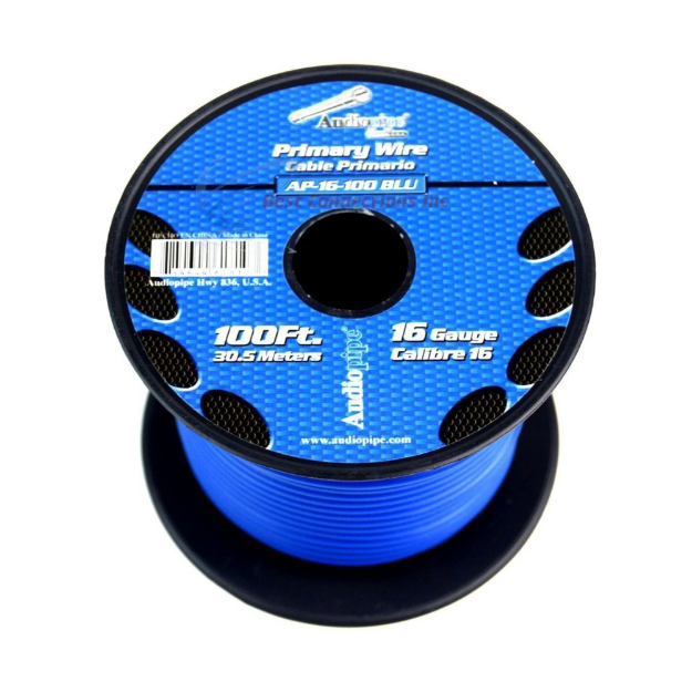 ROLLO CABLE AUTOMOTRIZ 30 MTS #16 AZUL AUDIOPIPE