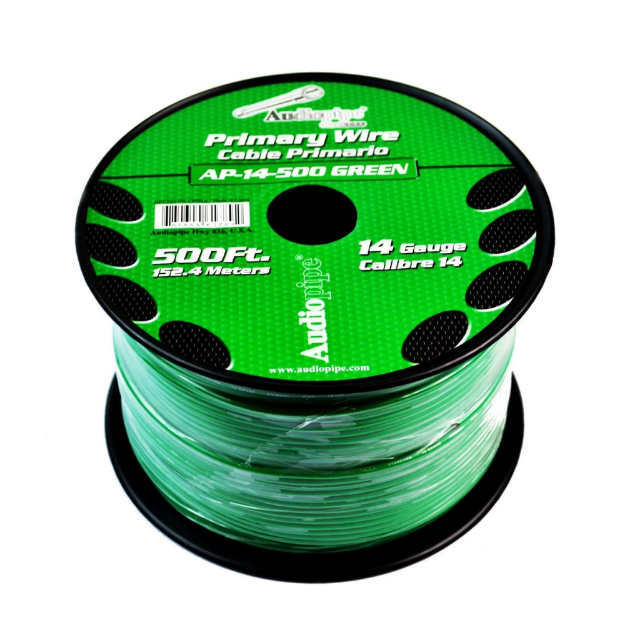 ROLLO CABLE AUTOMOTRIZ 152 MTS #14 VERDE AUDIOPIPE