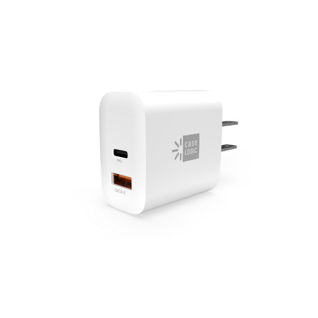 CARGADOR DE PARED CARGA RAPIDA PARA LAPTOP/TABLET/CELULARES CON PUERTO USB-A Y USB-C 30W BLANCO CL-PD-W3-101-WT CASE LOGIC