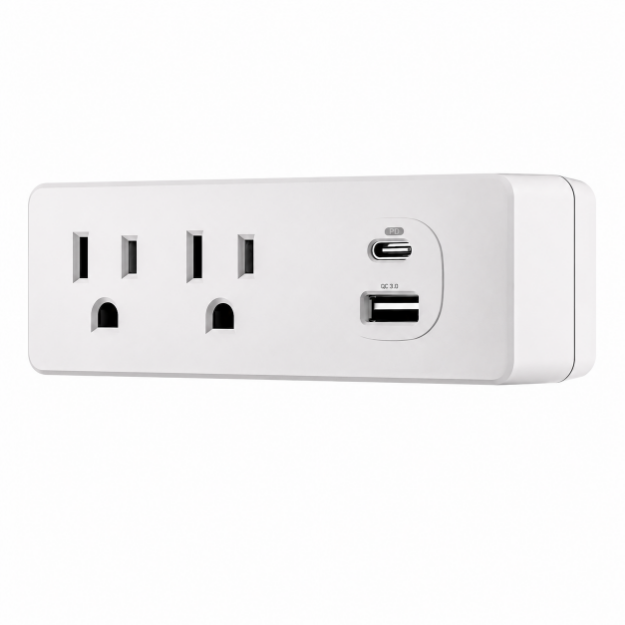 Adaptador de pared de carga rápida para 4 dispositivos – 2 enchufes AC, 20W USB-C PD, 18W USB-A Energizer