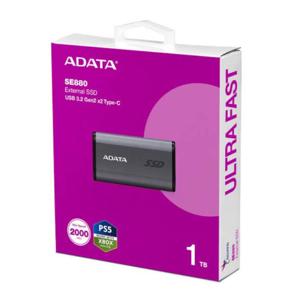 Disco Externo ADATA Elite SE880 1 TB USB 3.2 Gen 2x2 Gris